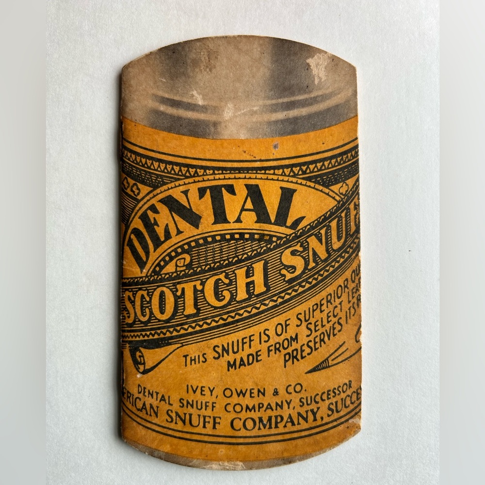 VINTAGE AMERICAN SNUFF CO.
Shape Book Tobacco Die Cut Dental Scotch Snuff